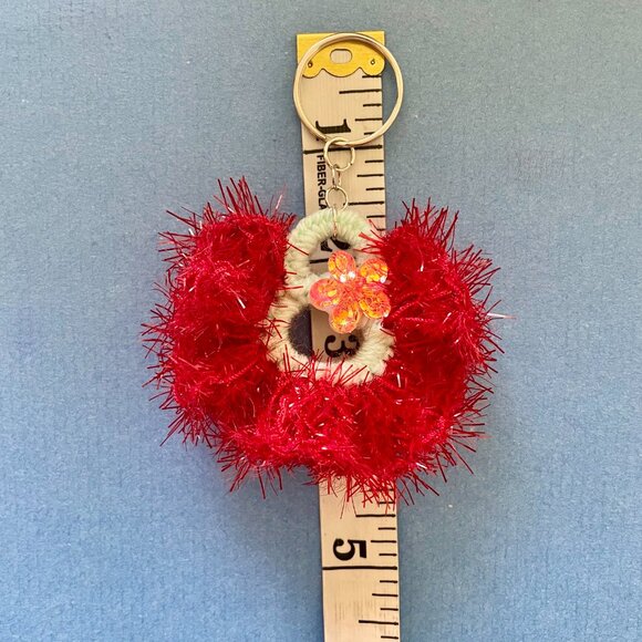 Handmade Bag Charm, Keychain Charm, Crochet Affordable Gift, Floral Keychain - Picture 4 of 5